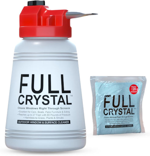 Full Crystal Window Cleaning Kit - 4 oz Glass Cleaner and 27ft Reach for Up to 20 Windows
