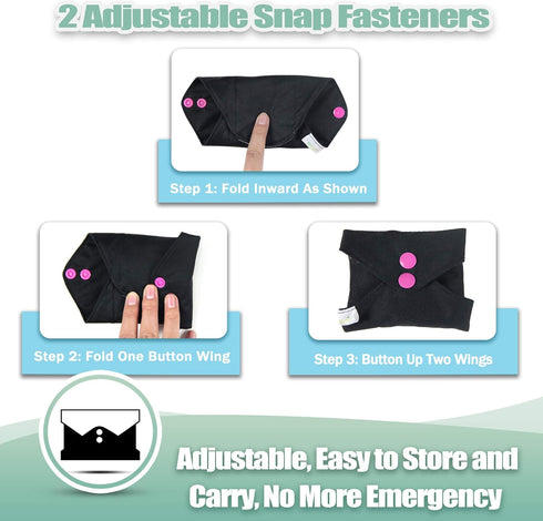 wegreeco Reusable Menstrual Pads, 6 Pack Soft Cloth Sanitary Pads with 1 Cloth Mini Wet Bag (Small, Black)