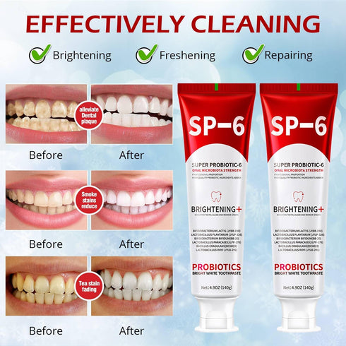 OHZH SP-6 (3PCS) Probiotics Whitening Toothpaste - Probiotics for Teeth Whitening and Gum Health - Enamel-Safe