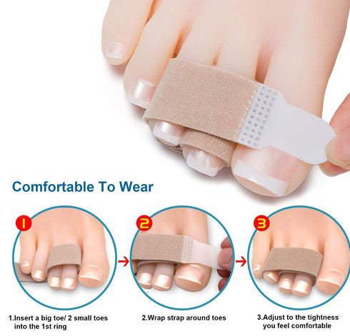 Sumifun Hammer Toe Corrector Straightener for Women, 12 Packs of Toe Tapes, Beige Toe Brace for Broken & Crooked Toes