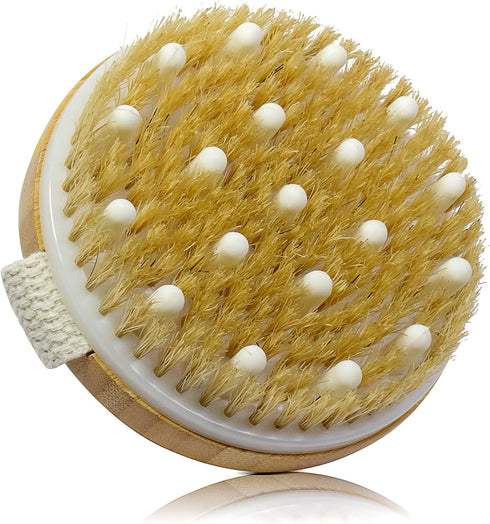 Bamboo Dry Body Brushes | Blood Circulation, Dry Skin Brush with Soft and Stiff Bristles