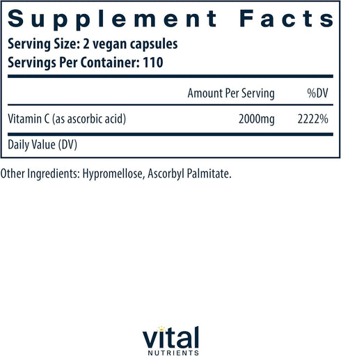 Vital Nutrients Vitamin C 1000mg - 220 Capsules, Vegan Antioxidant Supplement for Immune Support
