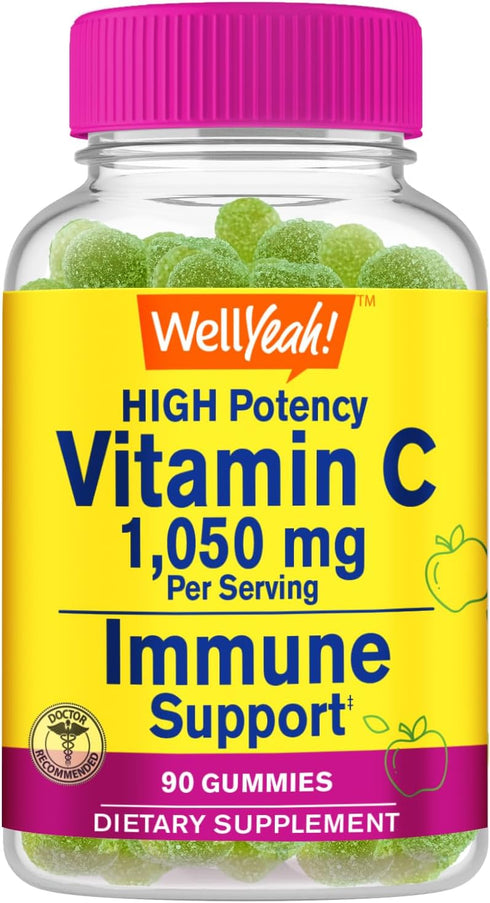 Vitamin C Gummies 1050 mg - Natural Flavors - Immune Support Supplement, Antioxidant - Extra Strength Vegetarian, 30