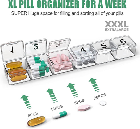 Monthly Pill Organizer, 30 Day Pill Box, Easy to Open Large Compartments, Portable Case for Travel, Medicine Organizer