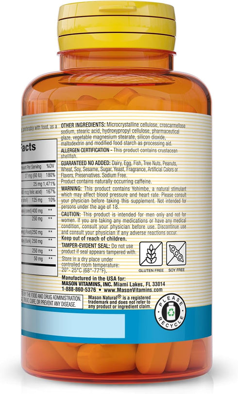 MASON NATURAL Men's Potent Formula Supplement, 60 Tablets - Supports Energy, Performance, Endurance & Vitality