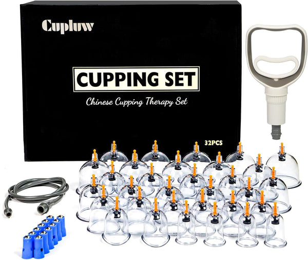 Cupping Kit for Massage Therapy, 32 Cups Professional Chinese Cupping Set with Vacuum Therapy for Cellulite and Muscle