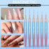 Shince Chance 6Pcs Nail Art Liner Brushes Set, Blue Fine Drawing Brush Pens for Gel Polish and Acrylic Nail Art