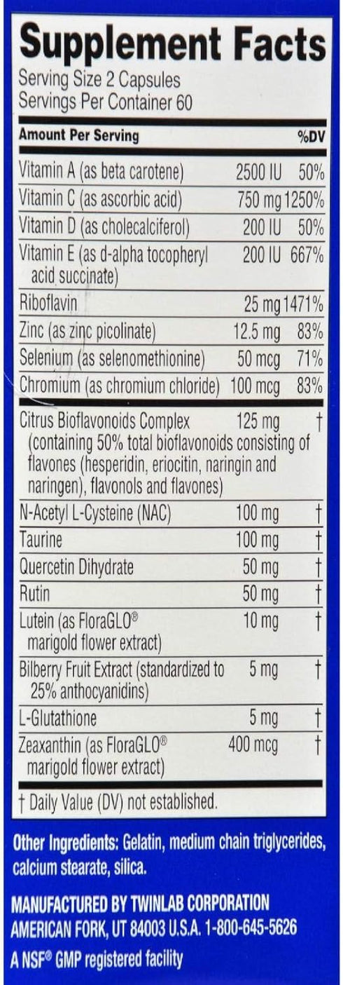 Twinlab Ocuguard Plus, 120 Veggie Capsules Eye Supplement with Zinc, Vitamins A, C, and D