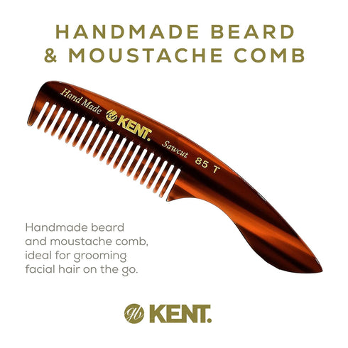 Kent 85T Small Wide Tooth Beard and Mustache Pocket Comb, Travel Size for Grooming
