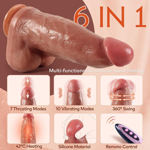 URMANFONLY 3" 10 7 Huge Diameter Realistic Dildo Vibrator, Thick Silicone Thrusting Dildo with Vibration & Thrusting