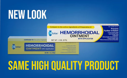 Globe (4 Pack) Hemorrhoidal Ointment, Relief from Burning, Itching, Discomfort of Hemorrhoids, 2 Ounces