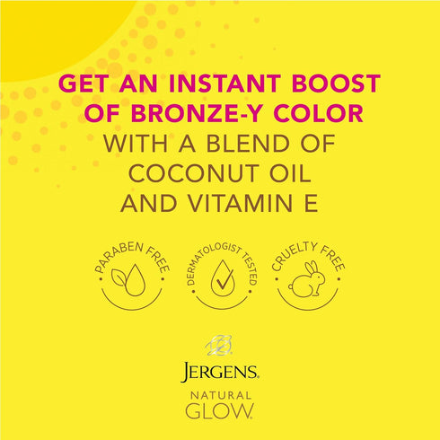 Jergens Natural Glow Instant Sun Sunless Tanning Moisturizer + Bronzer, Deep Bronze, 6 Ounce