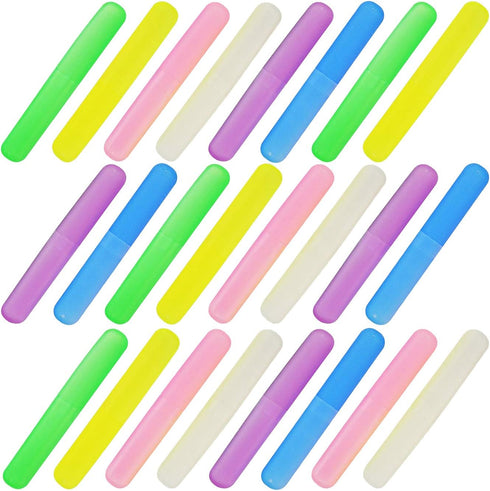 24PCS Plastic Toothbrush Case, Six Colors, Portable Dust-proof Holder for Daily and Travel Use