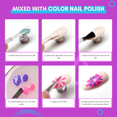 Makartt 3D Painting Gel, Clear Nail Gel for Nail Art, Chrome Nail Powder Micro 3D Sculpting Gel for DIY