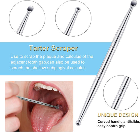 Tonsil Stone Removal Set with Stainless Steel Tool, LED Light Remover, Long Swabs, and Irrigator Syringe