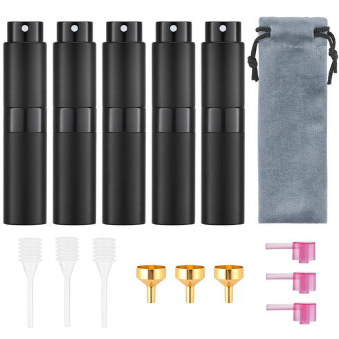 Tekson 5PCS 8ml Travel Perfume Atomizer, Refillable Mini Cologne Spray Bottle for Liquid Dispenser