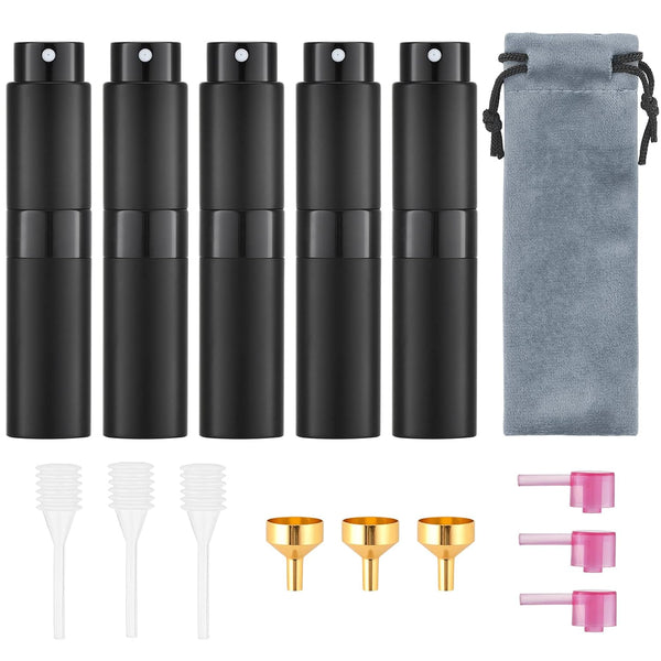 Tekson 5PCS 8ml Travel Perfume Atomizer, Refillable Mini Cologne Spray Bottle for Liquid Dispenser