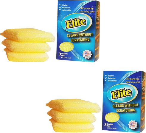 Elite All Purpose Cleaning Pad, 6 Pads (2x3pack), Non Scratch, Dish Sponge, Scrubber for Kitchen and Household Use