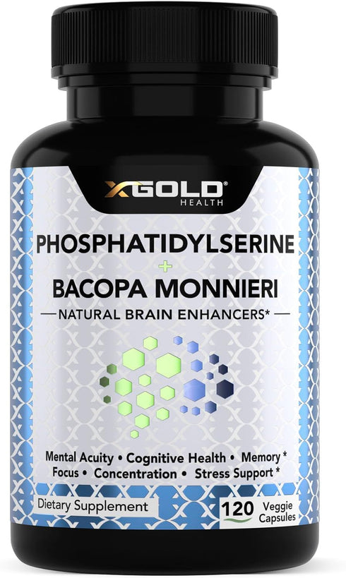 PhosphatidylSerine & Bacopa Monnieri 400 mg 2 in 1 Supplement - Natural Brain Enhancer/Nootropic for Enhanced Focus,