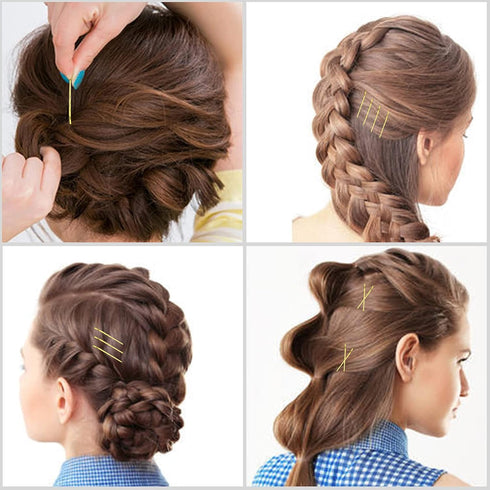 Hoyols Premium Bobby Pin, 100 Count, 2 Inch Gold Crimped Grip Hair Styling Pins for Women Buns Thin Hair