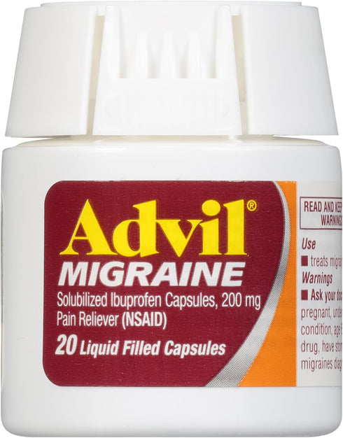 Advil Migraine Headache Relief, Ibuprofen Capsules with 200mg Ibuprofen for Migraine Relief, Nausea Relief, Light