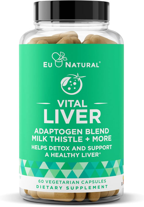 Vital Liver Cleanse Detox & Repair - 60 Vegetarian Soft Capsules for 9-in-1 Liver Support with Milk Thistle, Artichoke