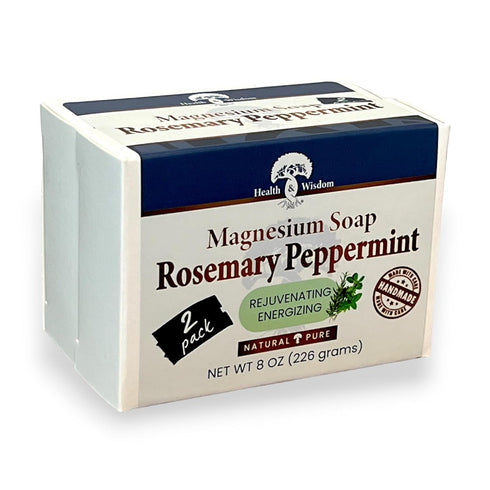Health and Wisdom Magnesium Soap Bar, All Natural, Rosemary Peppermint, 4 Oz (Pack of 2)