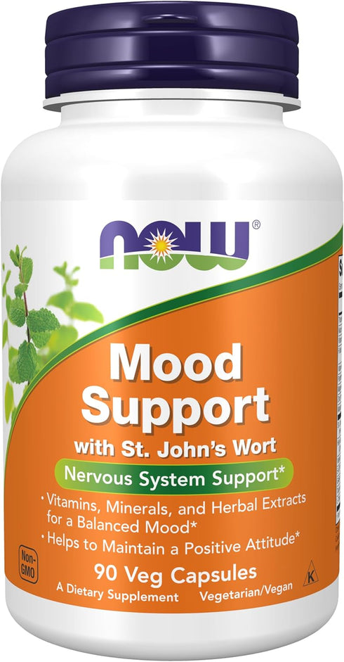 NOW Supplements Mood Support with St. John's Wort, Nutrient and Herbal Extracts, 90 Veg Capsules