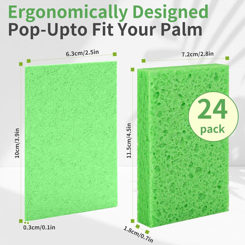Kitchen Sponges 24 PCS- Compressed Cellulose Sponges Non-Scratch Natural Dish Sponge for Kitchen Bathroom Cars, Funny Cut-Outs DIY for Kids by biguphate