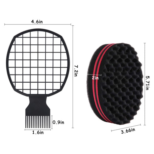Leinuosen 2 Pieces Afro Twist Hair Comb, Wave Curl Brush Comb for Natural Coils (Black)