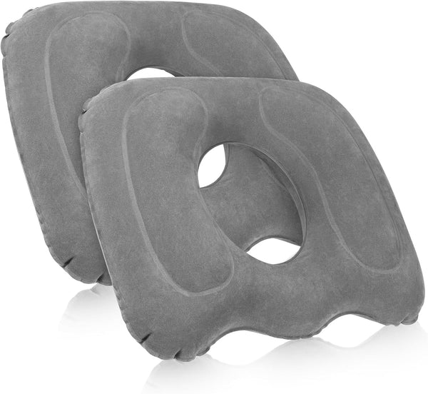 Leinuosen 2 Pcs Inflatable Seat Cushion, Portable Lift Donut Pillow for Tailbone Pain Relief, Gray