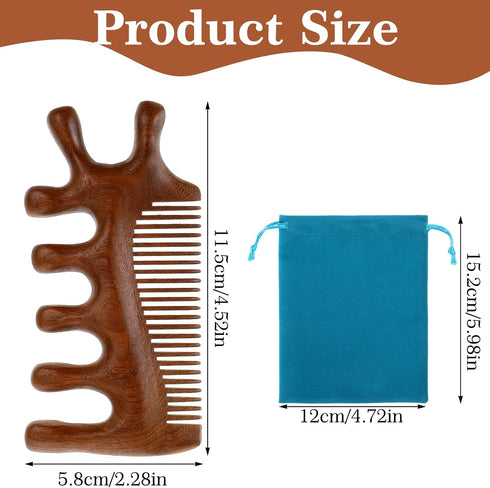 HJZHII 4 1 Wooden Scalp Comb, Scalp Massage Tool Scalps Massager Hair Growth Wooden Massage Comb in Sandalwood Gua Sha