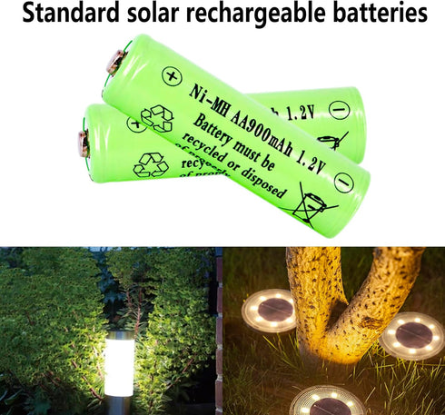 12 Pack 1.2V AA NIMH 900mAh Rechargeable Batteries for Solar Lights, String Lights, Mouse, Keyboard