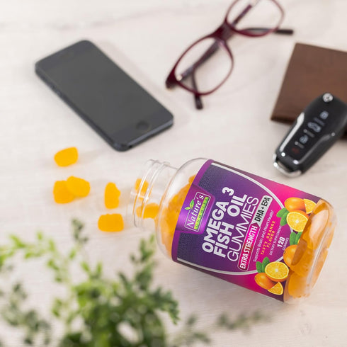 Omega 3 Fish Oil Gummies - 120 Gummies, Extra Strength DHA & EPA for Joint, Heart & Brain Support, Orange Flavor