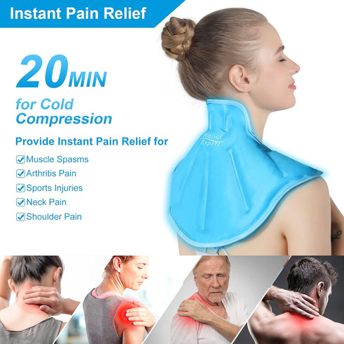 Relief Expert Ice Pack for Neck and Shoulders, Reusable Neck Ice Pack Wrap with Cold Compress for Recovery