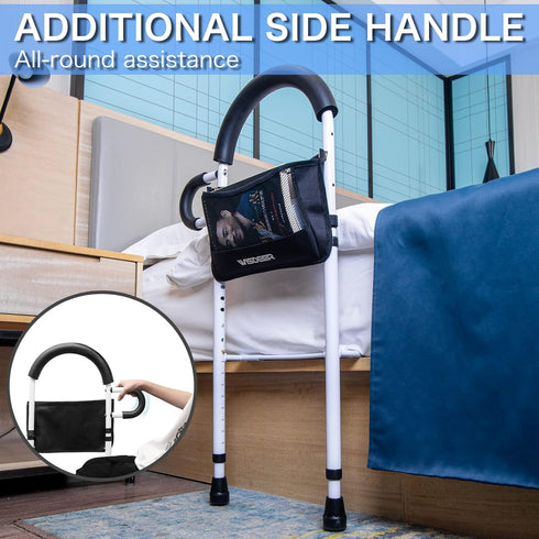 WISDEER Bed Rails for Elderly Adults Safety: Side Assist Grab Bar Handrails for Seniors with Dual Handle Rails