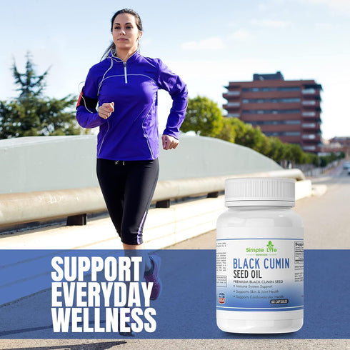Organic Black Cumin Seed Capsules - Support Cardiovascular and Respiratory System - 60 Caps