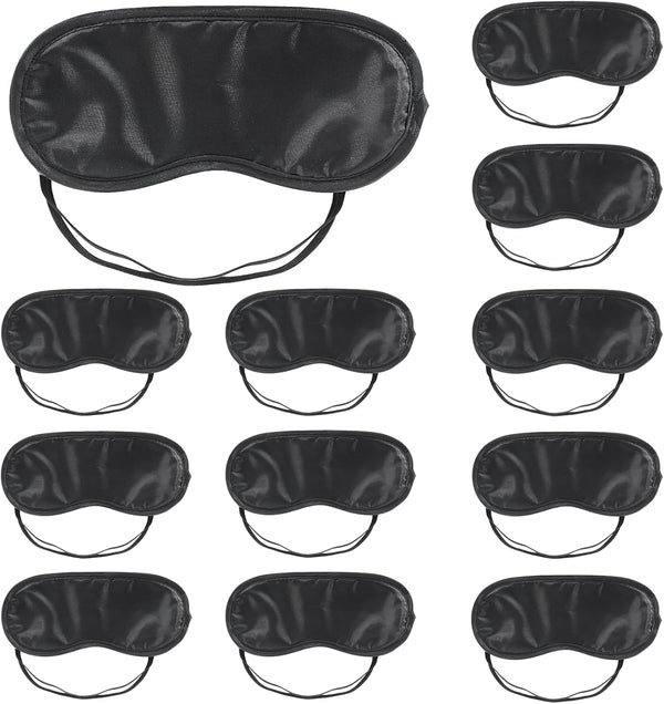 12 PCS Satin Games Sleep Mask Eye Mask Blindfold for Men & Women, Night Eyeshade for Travel Nap