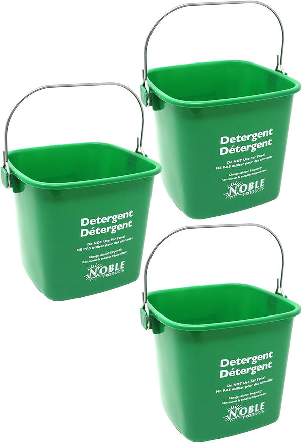 3 Quart Small Green Detergent Bucket - Set of 3 Square Cleaning Containers