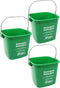 3 Quart Small Green Detergent Bucket - Set of 3 Square Cleaning Containers