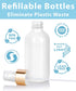 JUVITUS 4 oz High Shine Gloss White Glass Boston Round Bottle with Gold Fine Mist Spray, 6 Pack