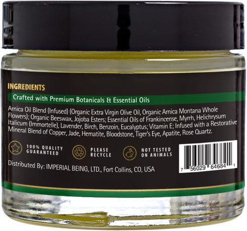 Royal Arnica Salve, Organic Bruise Care and Skin Recovery Balm, 2 oz, Natural Arnica Oil for Muscles and Joints