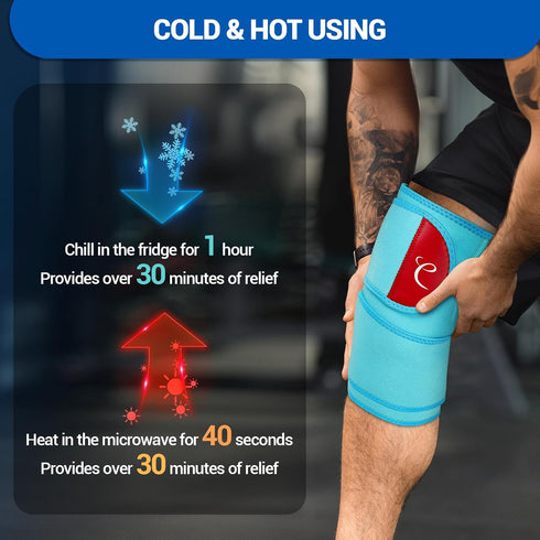 Comfytemp Large Knee Ice Pack Wrap with 2 Gel Soft Cold Packs, Reusable Compression Brace for Meniscus Tear, Joint Pain