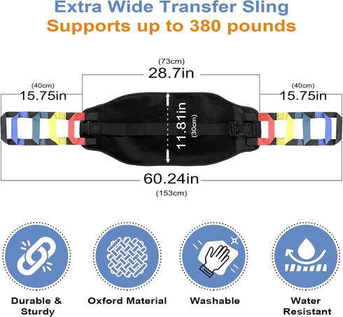 Transfer Sling, Transfer Belt for Elderly, Gait Belts for Seniors, Heavy Duty Patient Lift Belt, Mobility Lifting Aid
