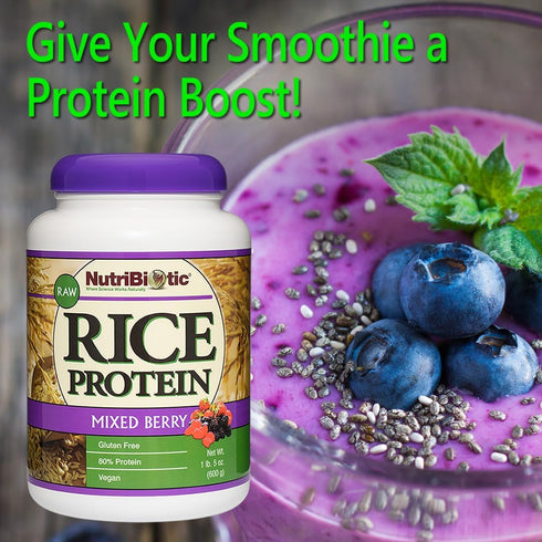 NutriBiotic Mixed Berry Rice Protein, 1 Lb 5 Oz (600g) | Vegan, Low Carb, Keto-Friendly, Raw Protein Powder