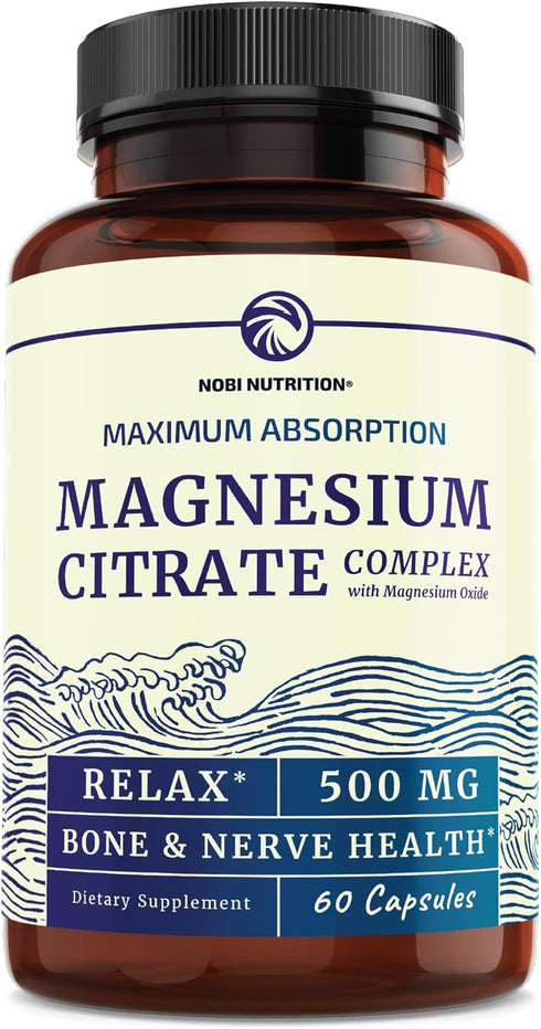 Magnesium Citrate Complex 500 MG for Calm, Relaxation, Constipation & Digestion Health Support - High Absorption