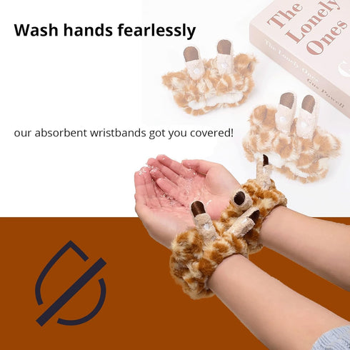 4Pcs Makeup Headband with Absorbent Wristband Cute Giraffe Skincare Hair Bands Makeup Spa Face Wash Headband
