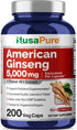 NusaPure American Ginseng 10:1 Extract, 500 mg Equivalent to 5000mg - 200 Veggie Capsules, Non-GMO, Vegan