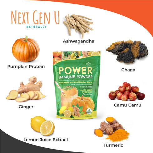 Immune Support Supplement Powder 150g, Superfood Booster for Adults, Natural Immunity Defense Daily Drink Mix for Women & Men, Plant - Based, Vegan & Gluten Free Smoothie Boost by Next Gen U