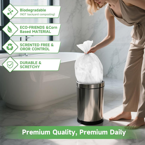 heihaily 100 Count 8 Strong Large Compostable Trash Bags - Gallon Outdoor Garbage Can Liners Unscented Thick Bulk Clear